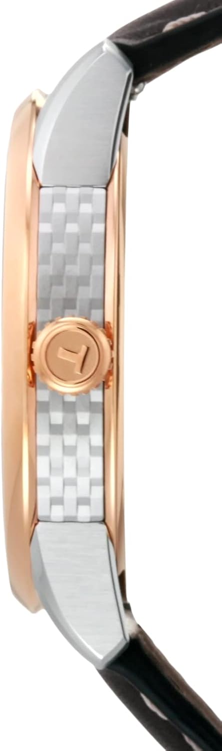 Tissot Mens Luxury 316L Stainless Steel case with Rose Gold PVD Coating Automatic Watch, Brown, Leather, 22 (T0864072606700) - Image 2