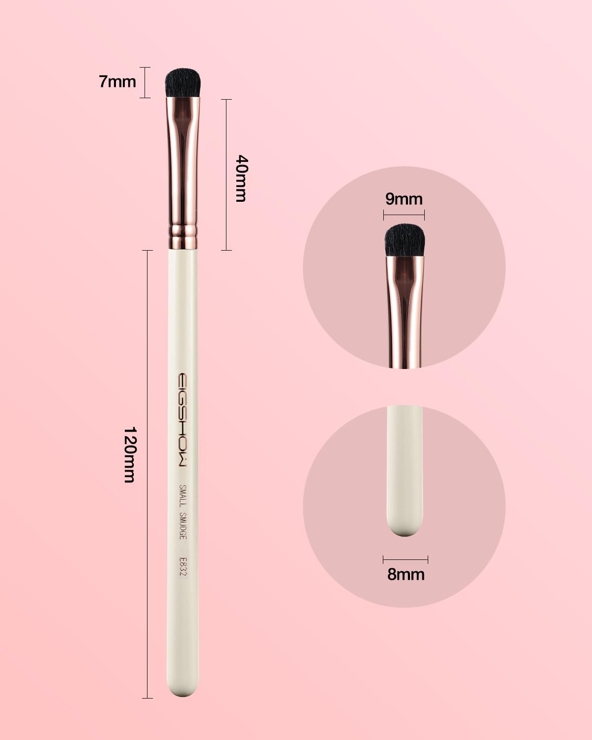 Small Smudge Brush, Professional Eyeshadow Brush for Smudging, Blending, Filling in, Premium Synthetic Bristles Tapered Eye Makeup Brush - Ivory - Image 3