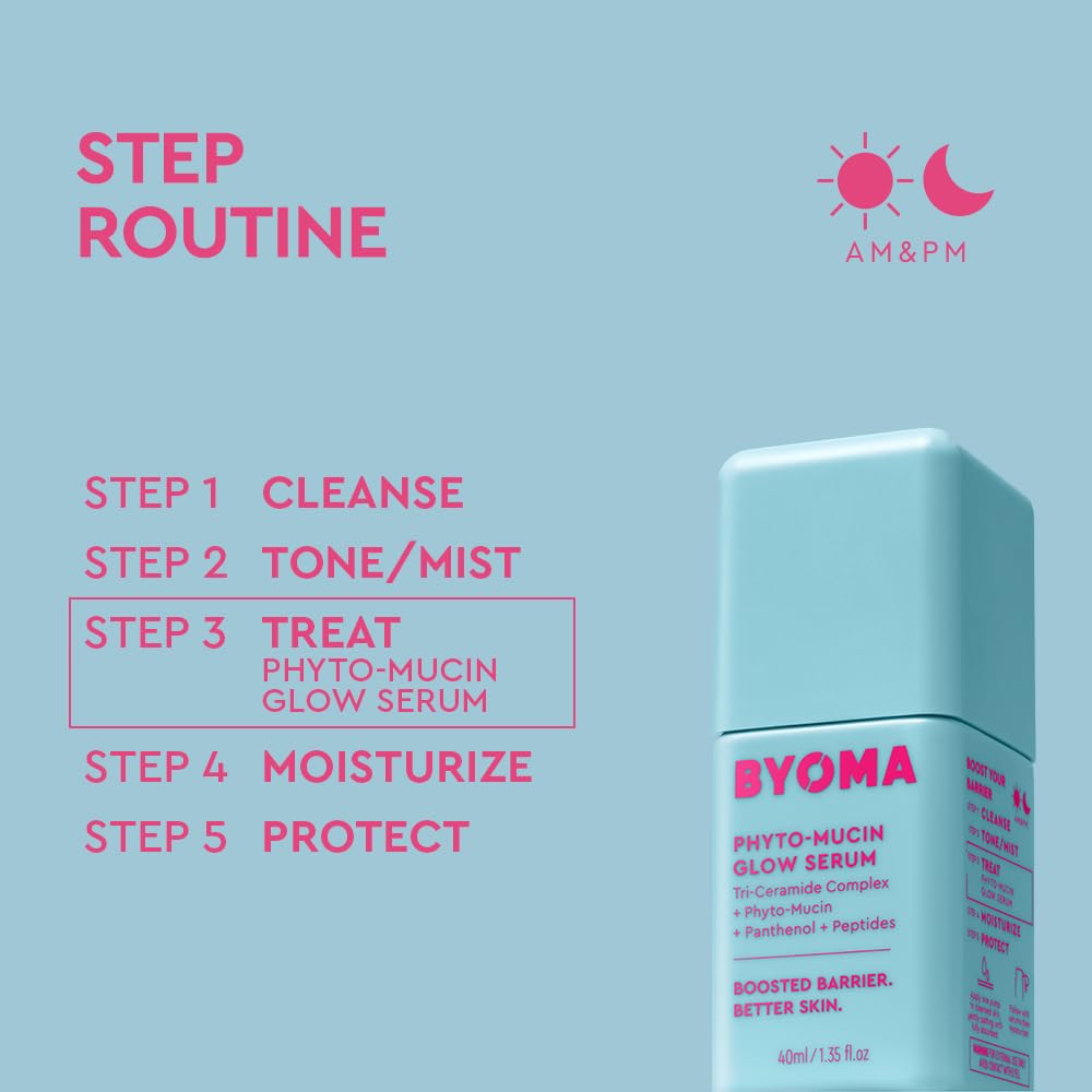 BYOMA Phyto-Mucin Glow Serum - Mucin Face Serum for Glass Skin - Plumps, Primes + Hydrates - Flawless Primer and Makeup Base - Strengthens Skin Barrier - 1.35 fl.oz - Image 6
