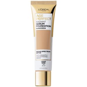 L’Oreal Paris Age Perfect Radiant Serum Foundation with SPF 50, Cream Beige, 1 Ounce
