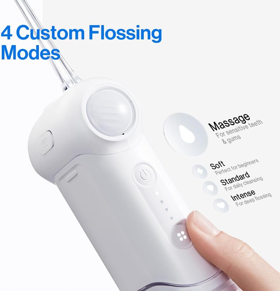 usmile C10 Portable Water Flosser – Travel-Friendly, 95-Day Battery, 4 Modes, 360° Nozzle, 180ml Tank, IPX7 Waterproof, Dentist-Recommended for Braces, Implants & Sensitive Gums (White) - Image 6