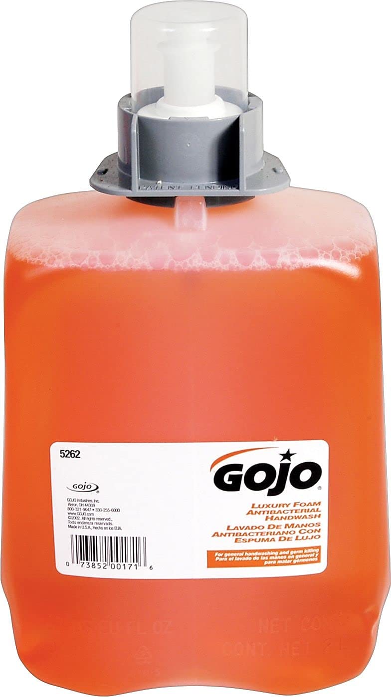 GOJO 5262-02 2000 mL Luxury Foam Antibacterial Handwash, FMX-20 Refill (Case of 2)