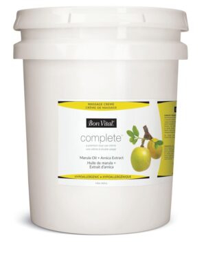 Bon Vital Complete Massage Creme, Premium Dual Use Cream for Hypoallergenic Professional Massages, Non Greasy Unscented Moisturizer Made with Marula, Olive, Avocado, & Jojoba Oil, 5 Gallons