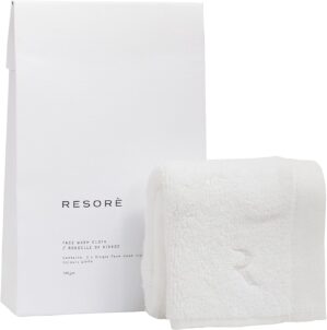 Face Towel – 12” x 12” 700GSM Luxury Skincare Face Wash Cloth 1 Pc – Ultra Soft Washcloth, Aegean Turkish Cotton Botanical Lyocell Blend, Super Plush, Highly Absorbent, Odor-Preventing (White)