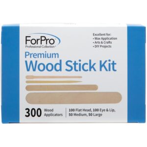 ForPro Premium Wood Stick 300 Pcs Kit, Non-Sterile, Assorted Hair Removal Waxing Applicators for Face & Body, 300-Count