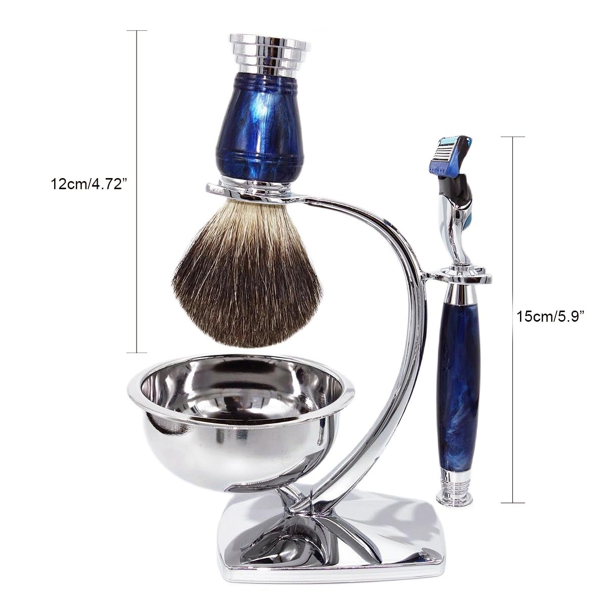 Luxury Shaving Razor Kit for Men with 5-Layer Shave Blade,Badger Hair Shaving Brush and Soap BowL,Unique Shaving Present Tool for Him - Image 3