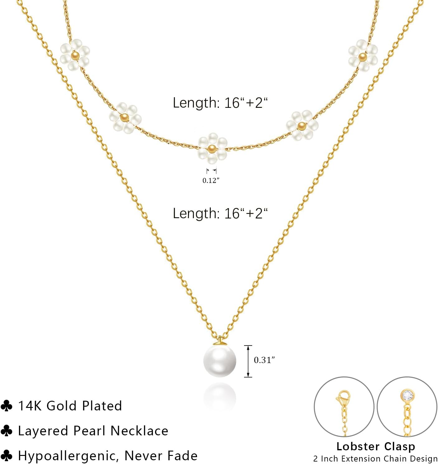 OGD Gold Pearl Necklaces Set for Women 14K Gold Plated Dainty Layered Pearl Cute Daisy Pearl Choker Gold Necklace Gifts for Women Gold Trendy Jewelry Gifts - Image 4