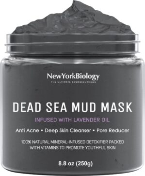 New York Biology Dead Sea Mud Mask for Face and Body Infused with Lavender – Spa Quality Pore Reducer for Acne, Blackheads and Oily Skin – Tightens Skin for A Healthier Complexion – 8.8 oz