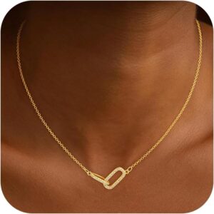 Dainty Gold Necklace for Women Non Tarnish Layered 14k Diamond Pendant Charm Gold Plated Necklaces CZ Trendy Zirconia Chain Choker Necklace Stack Gold Jewelry for Women Birthday Gift