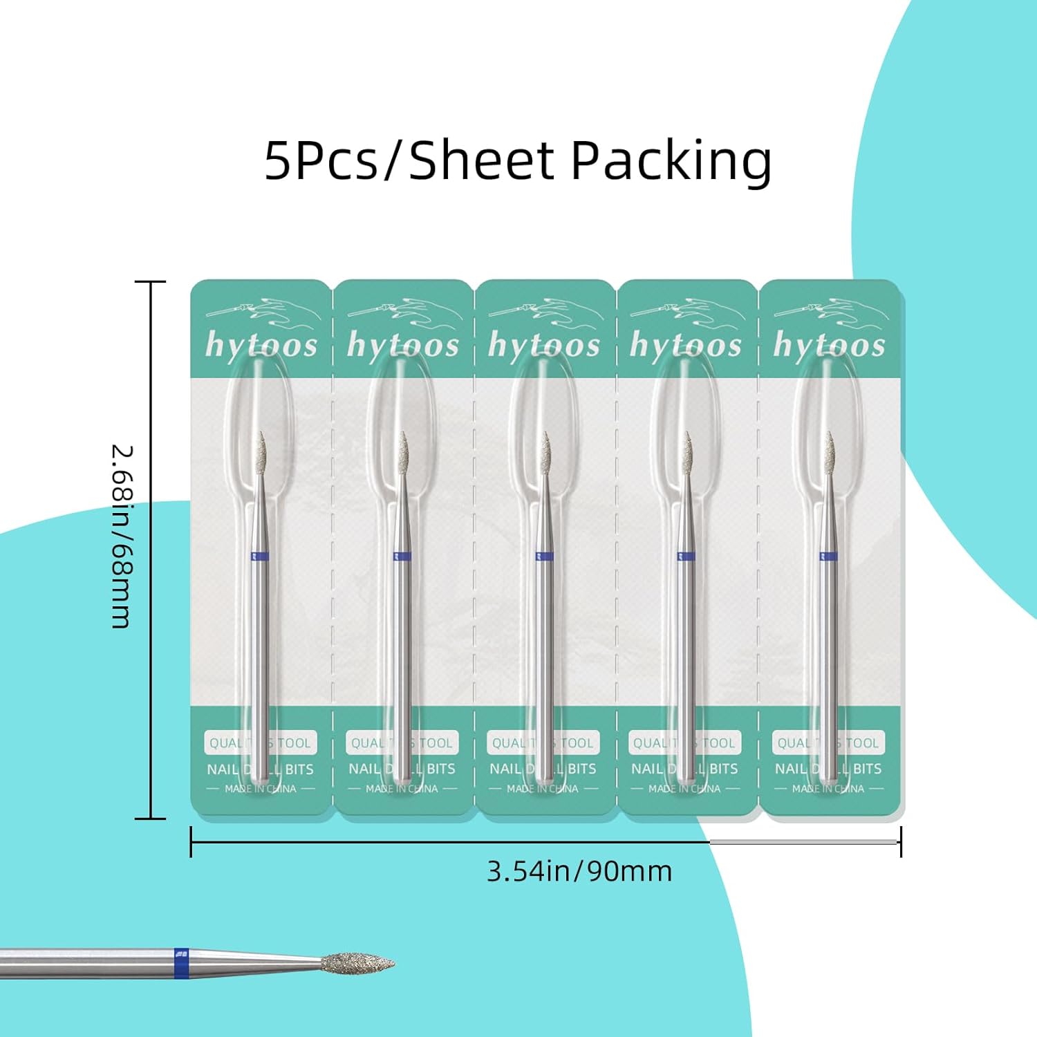 2mm Short Flame Cuticle Clean Nail Drill Bit, 5Pcs/Set Russian Diamond Nail Bits Professional Safety Under Nail Cleaner Burr for Cuticle Dead Skin, Electric Nails Drill cessories, Medium - Image 7