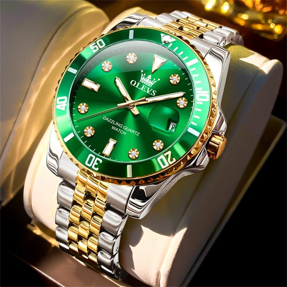 OLEVS Watches for Mens Stainless Steel Dress Mens Watches with Date Luxury Diamond Big Face Waterproof Blue/Black/Green/Gold/Red Dial Relojes para Hombres - Image 2