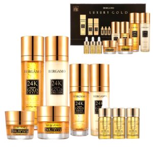 BERGAMO 24K Luxury Gold Skin Care Set, 9-Piece Korean Beauty Collection, Anti-Aging Treatment