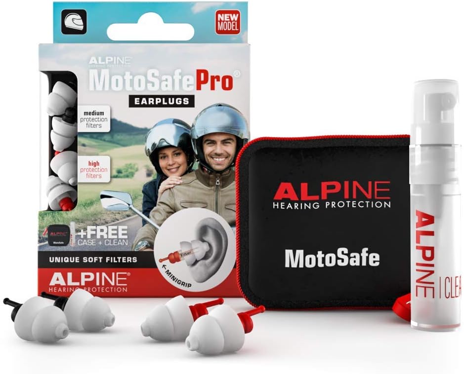 Alpine MotoSafe Pro - Premium Motorcycle Ear Plugs for Wind Noise Reduction - 20dB - Motorcycle Hearing Protection - Ultra Soft Comfortable Motorcycle Hearing Protection - 2 Pair
