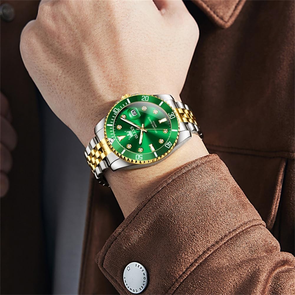 OLEVS Watches for Mens Stainless Steel Dress Mens Watches with Date Luxury Diamond Big Face Waterproof Blue/Black/Green/Gold/Red Dial Relojes para Hombres - Image 6