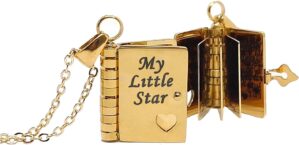 RANKEEF My Little Star Book Necklace – My Incredible Daughter Book Necklace Daughter Gifts from Dad Mom Mother Adjustable Silver 18k Gold Jewelry Openable with 6 Pages Gifts of Love