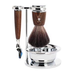 MÜHLE RYTMO Modern 4-Piece Black Fiber Brush 5-Blade Razor Luxury Shaving Set