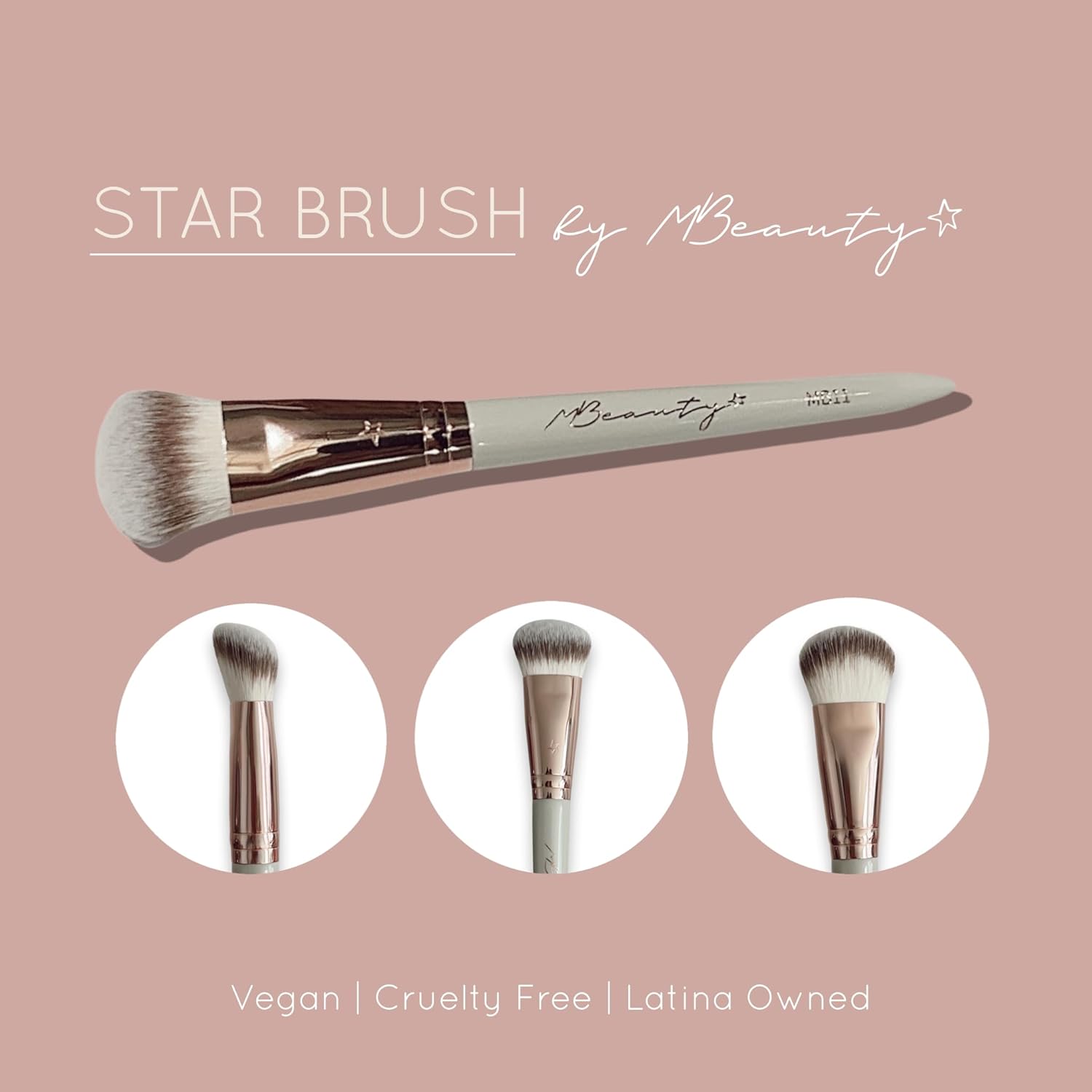 StarBrush MB11, Makeup Brush For Foundation, Ivory & Copper 100% Wood designed to be Waterproof, Super Soft Fibrous Hairy Structure with Vegan, Cruelty Free Fibers, Latina Owned Brand - Image 3