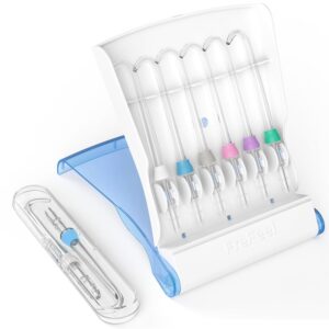 Replacement Heads for Waterpik, Replacement Picks for Water Pik Water Flosser (8 Implant Denture Tips + Storage Case + Travel Case Bundle)
