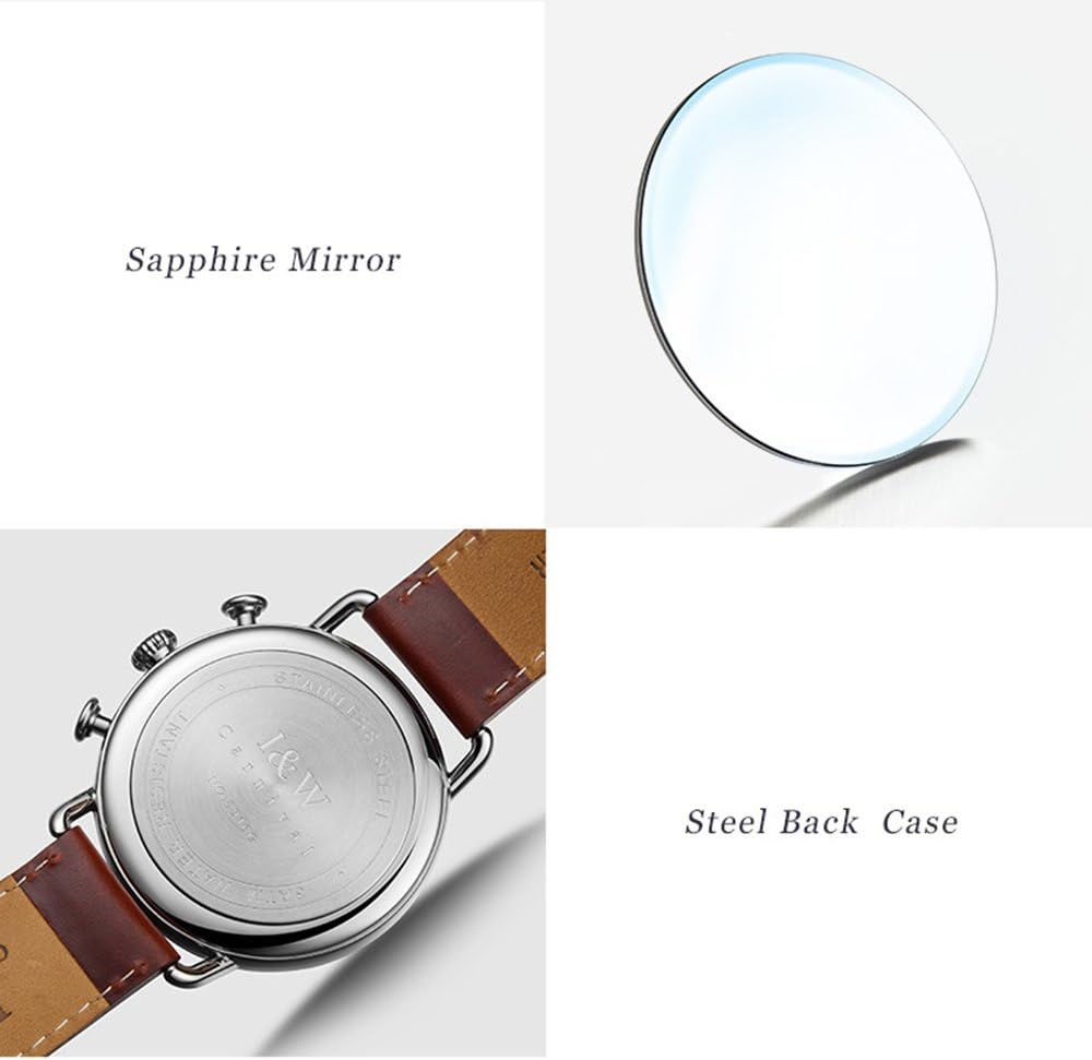 Luxury Men's Big Dial Chronograph Sapphire Glass Waterproof Quartz Black Leather Gold Watches - Image 3