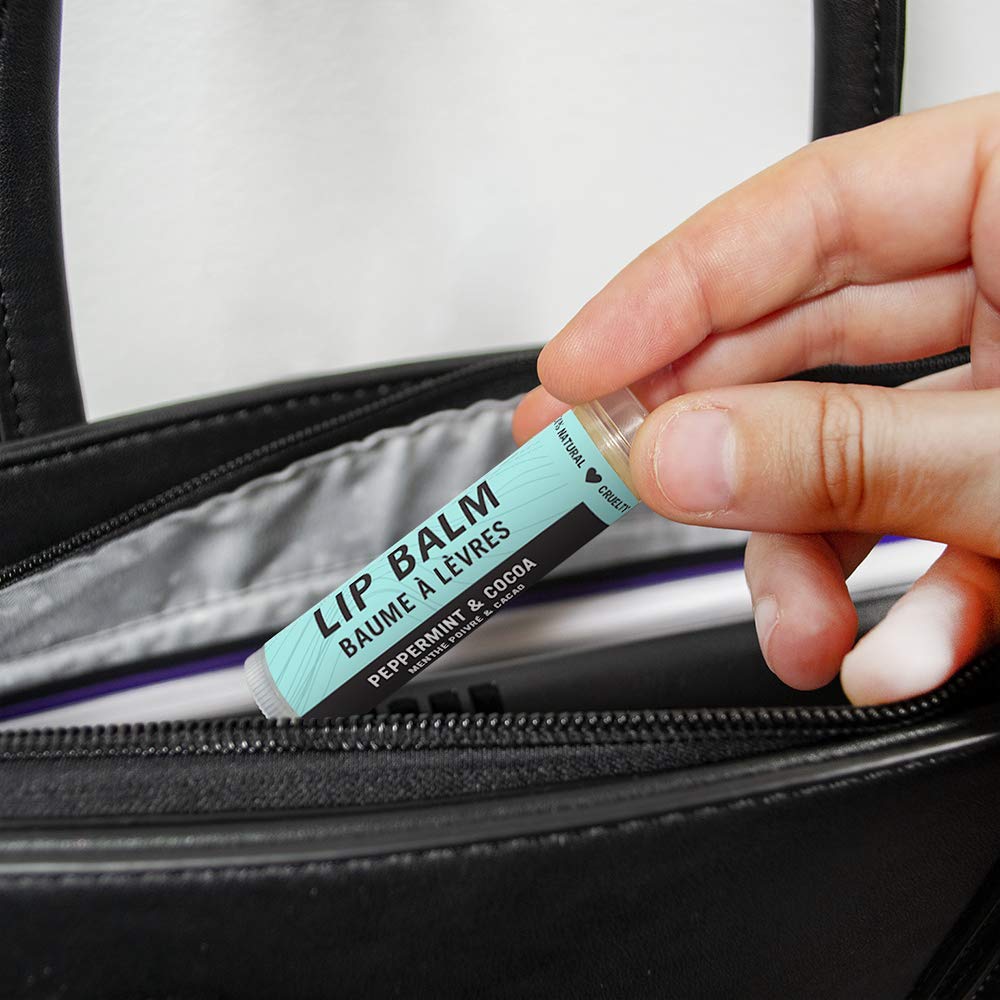 Caron & Doucet - 100% Natural Lip Balm - Premium Beeswax & Olive Oil Moisturizing Lip Balm - Best for Dry Chapped Lips. (Pack of 4, Peppermint & Cocoa) - Image 3