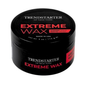 TRENDSTARTER Hair Wax – Extreme, 4oz – Matte Finish – Premium Water Based Flake-Free Hair Styling Pomade for All Hair Types – All-Day Strong Hold