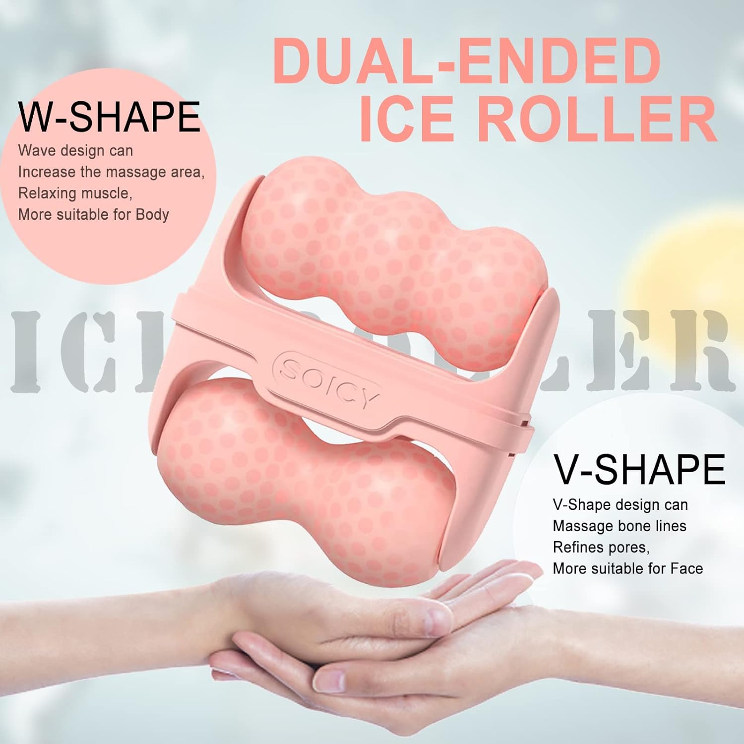 Ice Roller for Face and Eyes - Facial Skin Care Tools with 2 in 1 Face Roller and Travel Case, Self Care Gift for Men Women (Pink) - Image 8