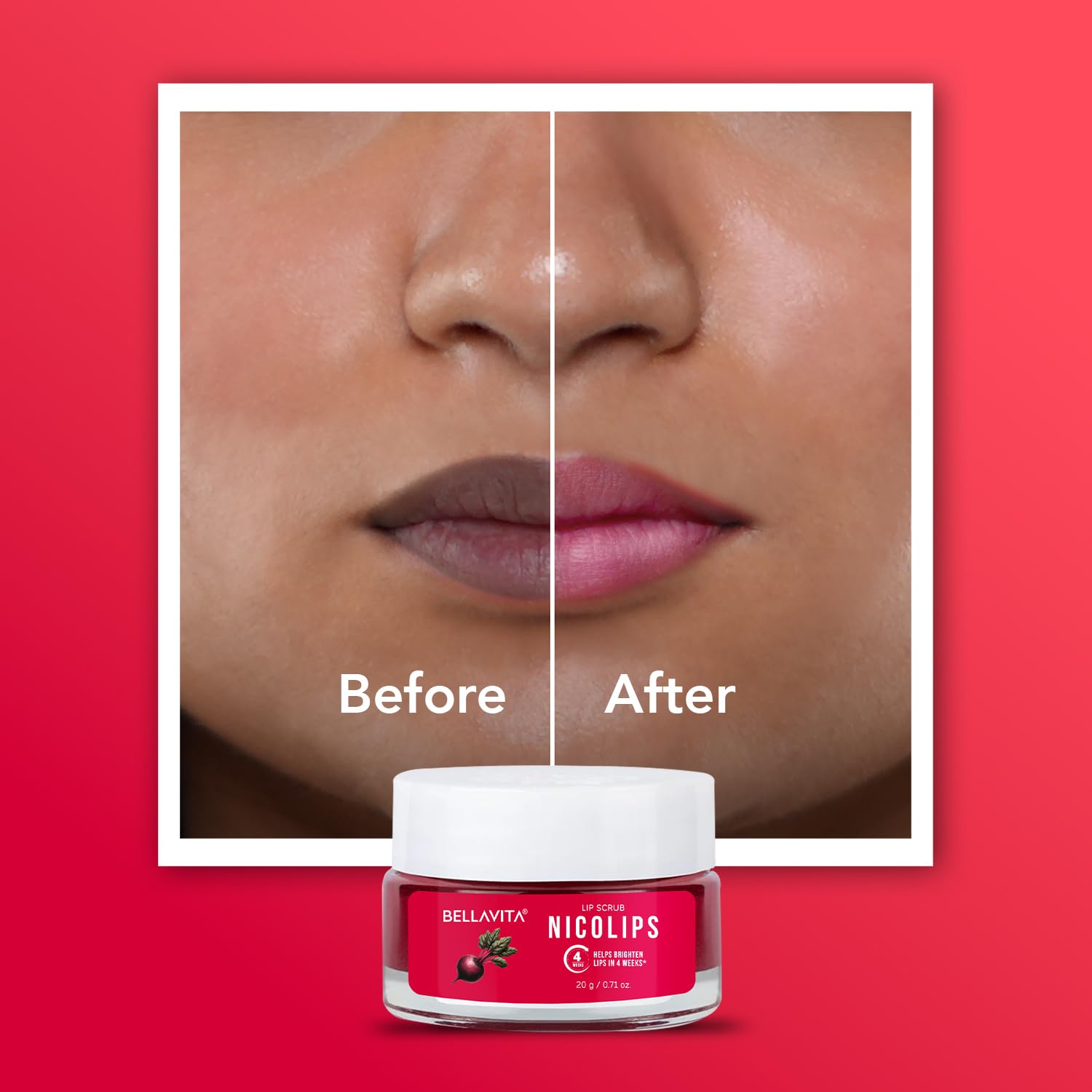 BellaVita Luxury NicoLips Lip Scrub 20gm | Lip Balm For Exfoliation & Dark Lip Moisturizing | With Goodness of Beetroot, Shea Butter & Walnut Lip Scrub | Lip scrubber exfoliator for Women and Men - Image 7