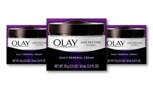 Olay Age Defying Classic Daily Renewal Cream, Face Moisturizer, 2 Oz (Pack of 3)