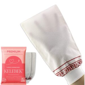 Set of 2 – Kelebek Premium Exfoliating Mitt | Deep Cleansing Bath Gloves for Women and Man | Natural Turkish Hammam Keesa for Body Scrub & Dead Skin Removal (Medium Texture)