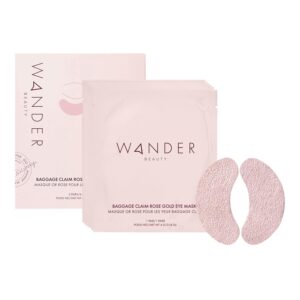 Wander Beauty Baggage Claim – Rose Gold Foil Under Eye Patches For Dark Circles and Puffiness – Under Eye Mask Depuffs & Firms – Brightening Eye Mask for Under Eye Bags (6 Pairs)