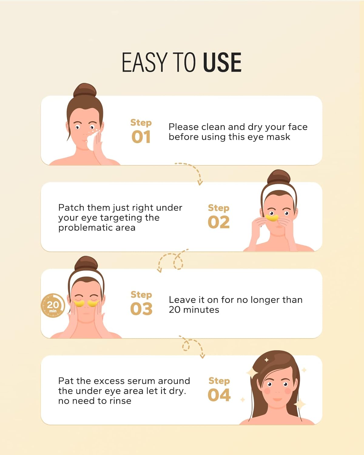 24k Gold Under Eye Patches (50 Pairs), eye mask, Collagen Skin Care Products, Eye Patches for Puffy Eyes, eye masks for dark circles and puffiness - Image 5