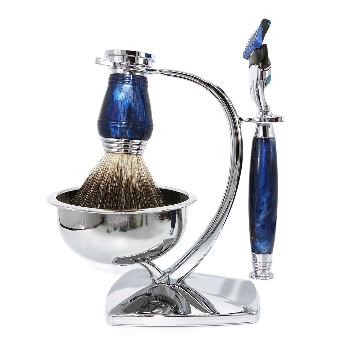 Luxury Shaving Razor Kit for Men with 5-Layer Shave Blade,Badger Hair Shaving Brush and Soap BowL,Unique Shaving Present Tool for Him - Image 2