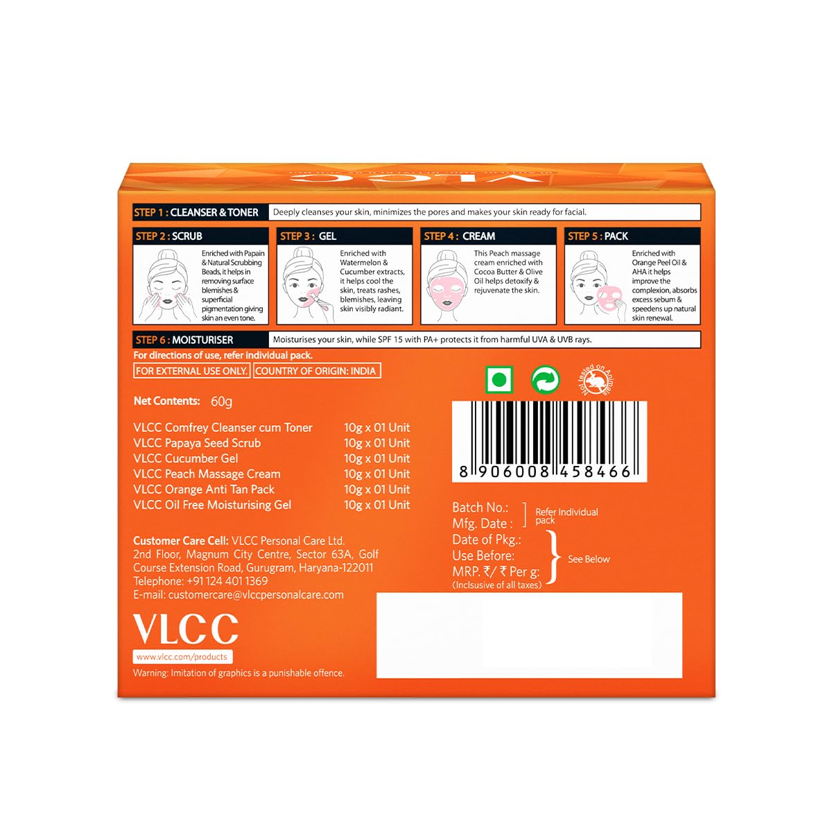 VLCC Papaya Fruit Single Facial Kit (60gm) - Image 10