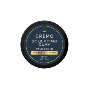 Cremo Premium Barber Grade Hair Styling Palo Santo (Reserve Collection) Sculpting Clay, High Hold, Matte Finsh, 4 Oz