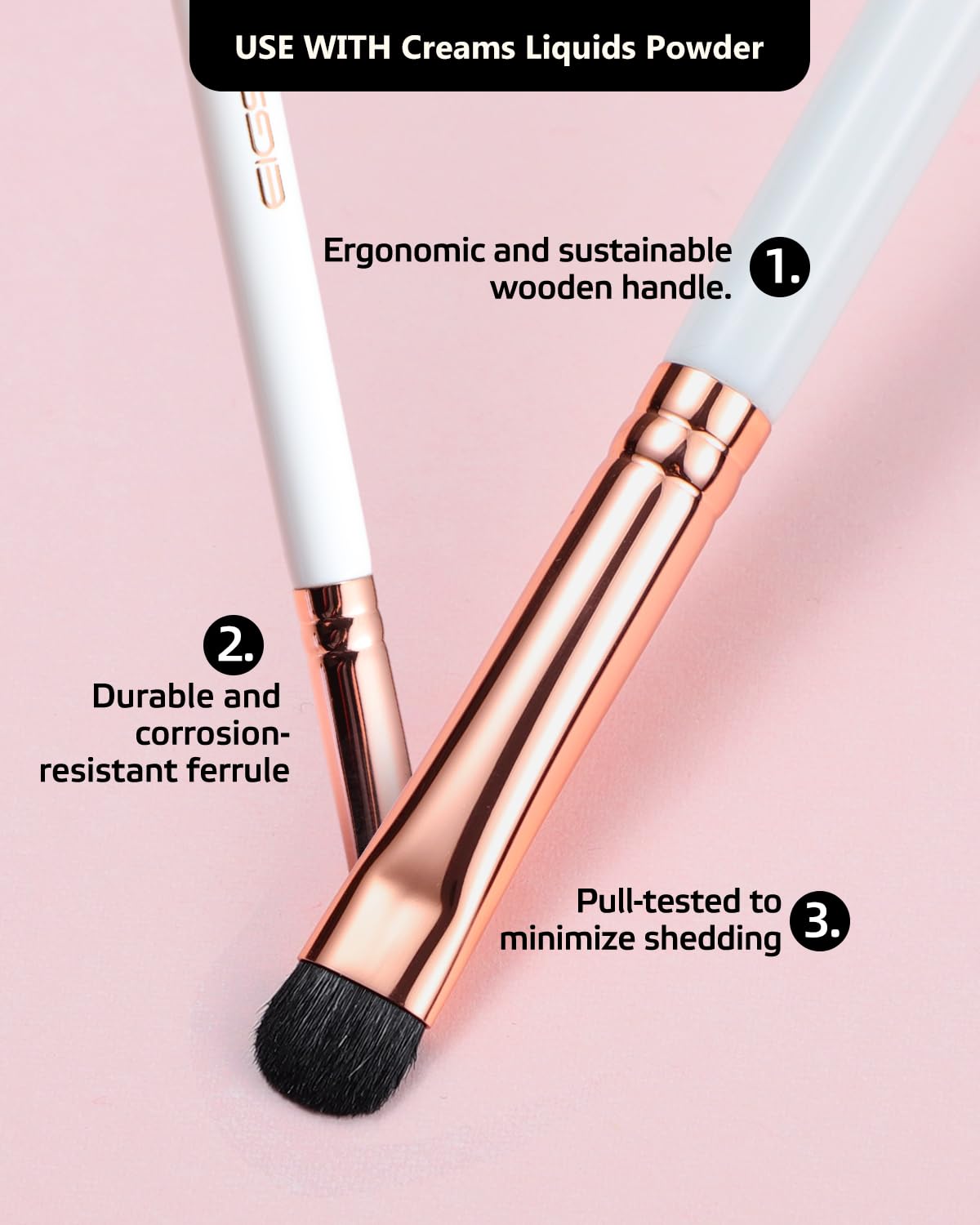 Small Smudge Brush, Professional Eyeshadow Brush for Smudging, Blending, Filling in, Premium Synthetic Bristles Tapered Eye Makeup Brush - Ivory - Image 4
