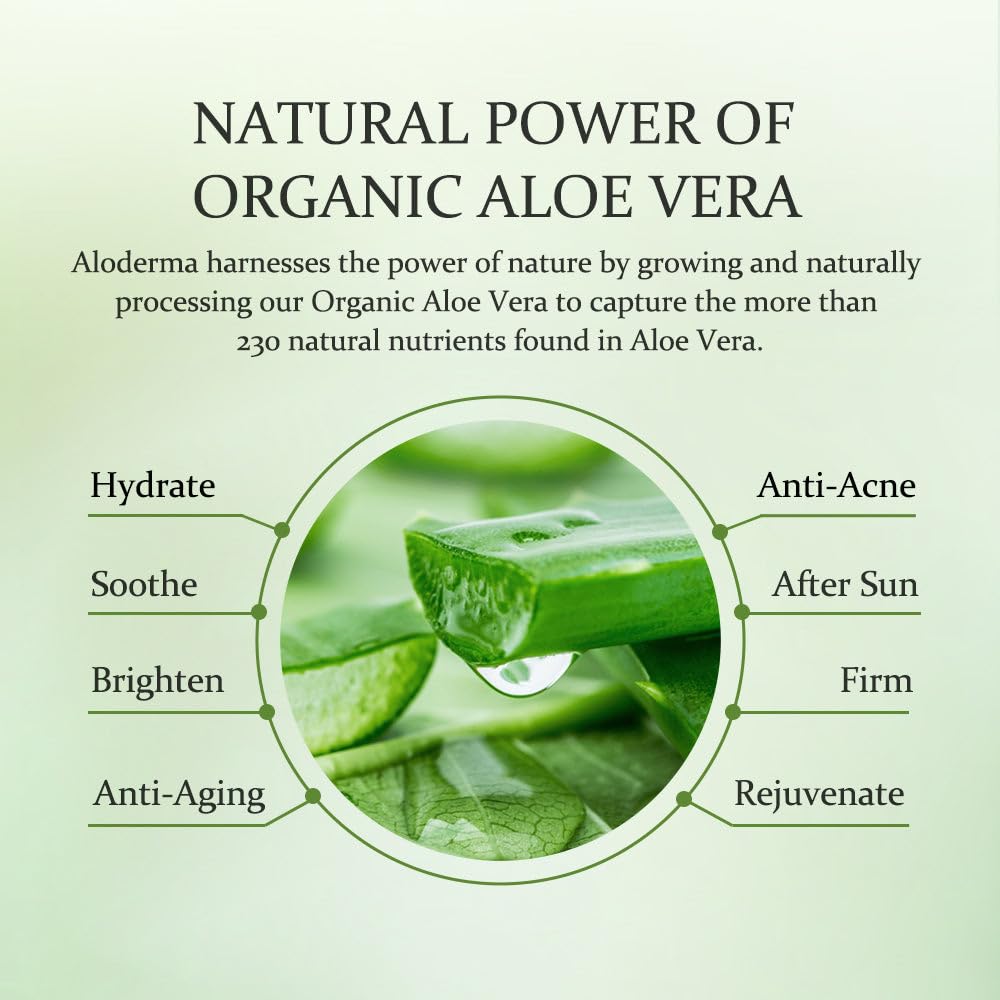 Aloderma Organic Aloe Vera Gel for Face & Body, 96% Pure Aloe Gel Made within 12 Hours of Harvest, Ideal for Skin, Scalp, & Hair Hydration, Calming Moisturizer for Soothing After Sun Care, 7.05oz - Image 3