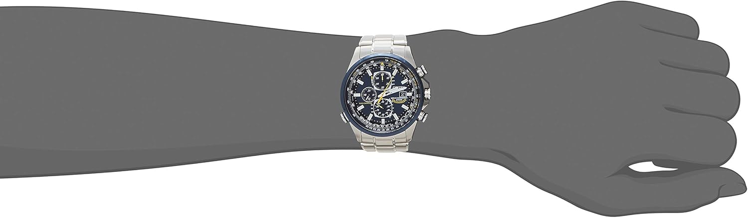 Citizen Men's Eco-Drive Sport Luxury World Chronograph Atomic Time Keeping Watch in Stainless Steel, Blue Dial (Model: AT8020-54L) - Image 8