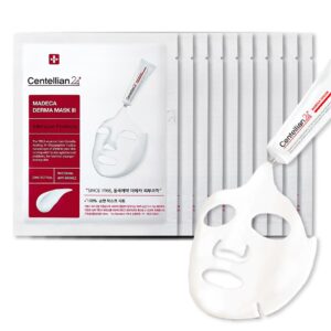 CENTELLIAN 24 Madeca Derma Face Mask (Intensive, 10pc) – Soothing Cotton Sheet Mask for Sensitive, All Skin Types, 24-Hour Hydration. Premium Korean Skin Care. TECA, Centella Asiatica, Madecassoside