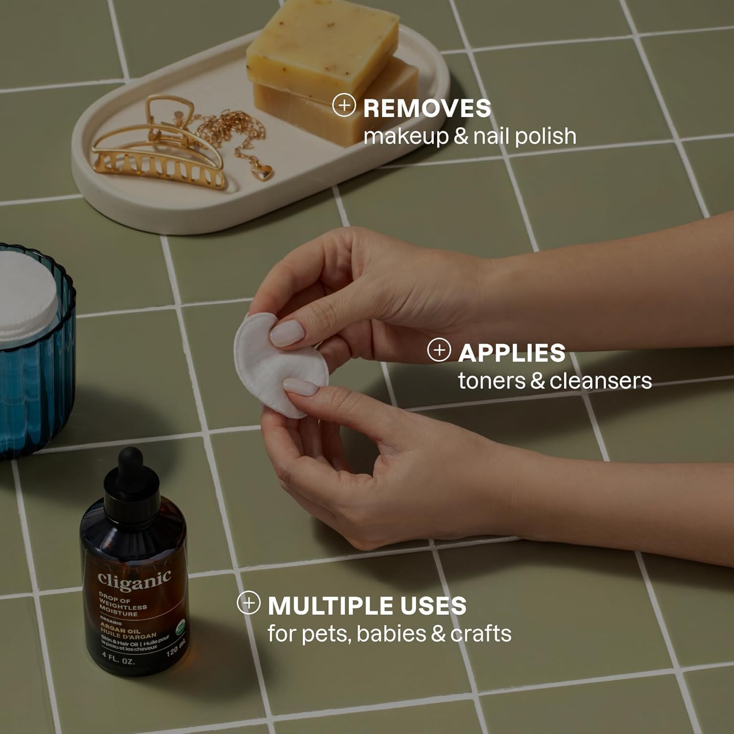 Cliganic Premium Cotton Rounds for Face (500 Count) | Makeup Remover Pads, Hypoallergenic, Lint-Free | 100% Pure Cotton (Packaging May Vary) - Image 5