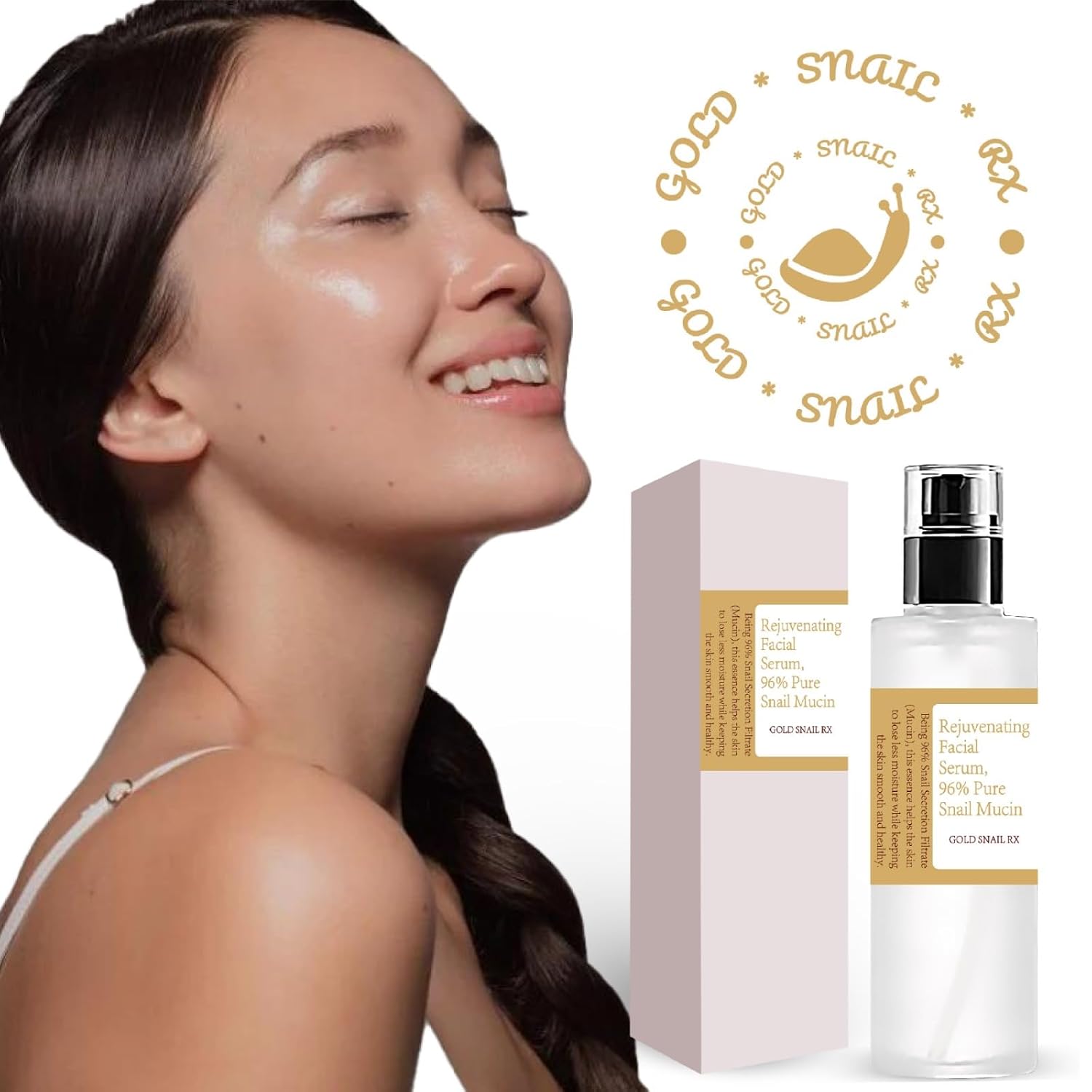 Snail Mucin Serum Luxury Korean 96% Snail Facial Serum Filtrate for skincare, Hydrating Serum For Dry Dull Face Skin and Wrinkles Power Repairing Essence For Face - GoldSnailRX - Image 3