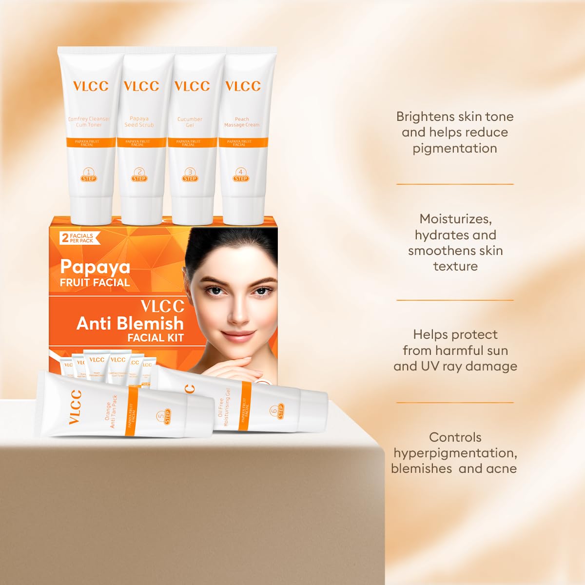 VLCC Papaya Fruit Single Facial Kit (60gm) - Image 6