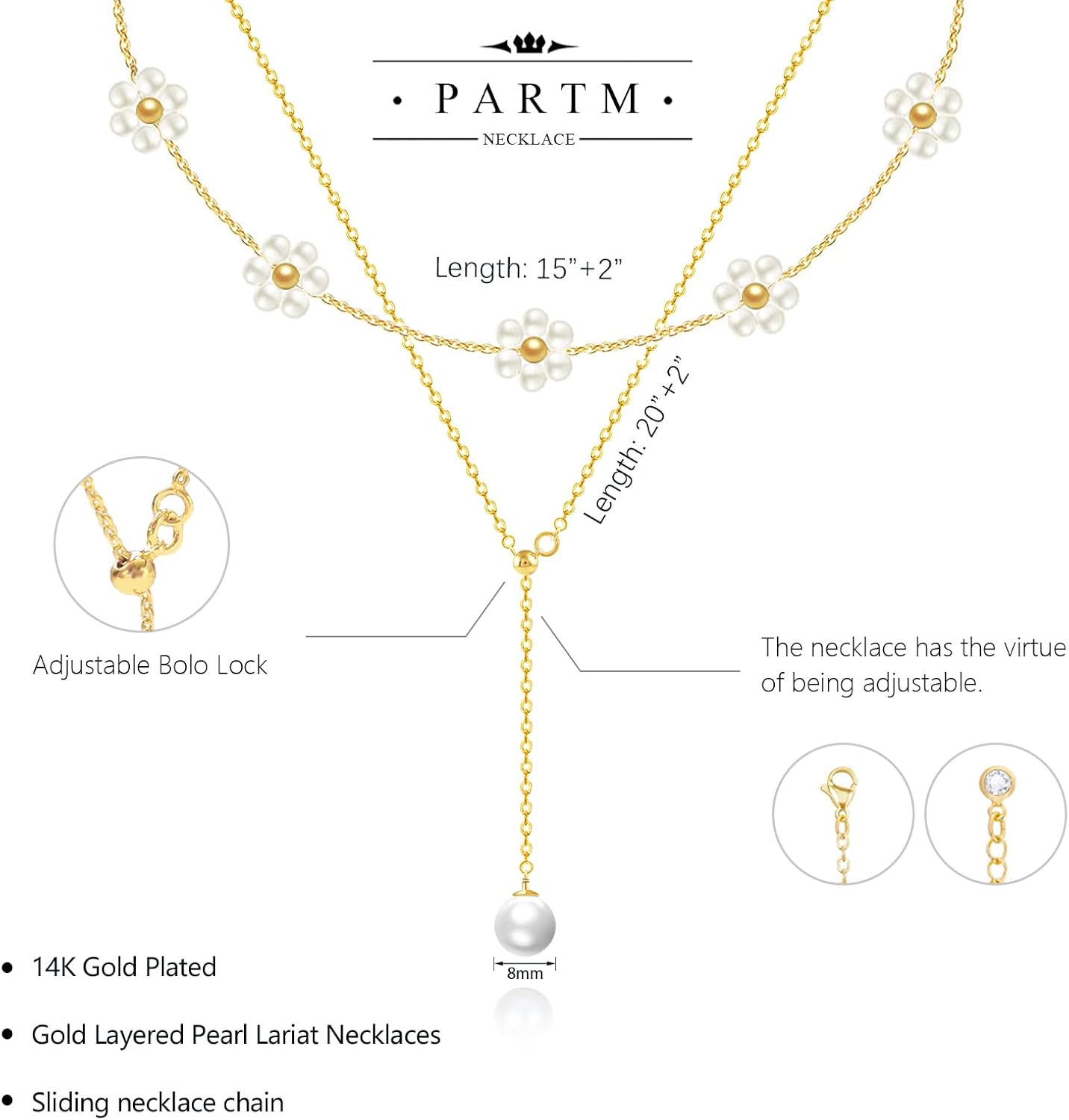 OGD Gold Pearl Necklaces Set for Women 14K Gold Plated Dainty Layered Pearl Cute Daisy Pearl Choker Gold Necklace Gifts for Women Gold Trendy Jewelry Gifts - Image 4