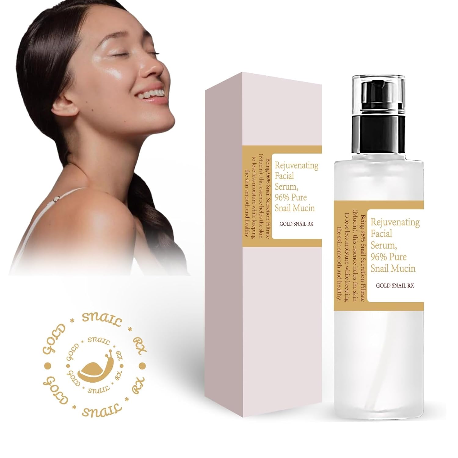 Snail Mucin Serum Luxury Korean 96% Snail Facial Serum Filtrate for skincare, Hydrating Serum For Dry Dull Face Skin and Wrinkles Power Repairing Essence For Face - GoldSnailRX - Image 4