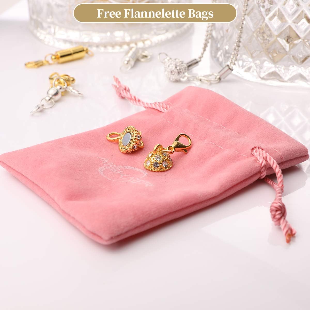 12 Pcs Gold and Silver Rhinestone Ball Style Magnetic Lobster Clasp for Jewellery Necklace Bracelet - Image 7