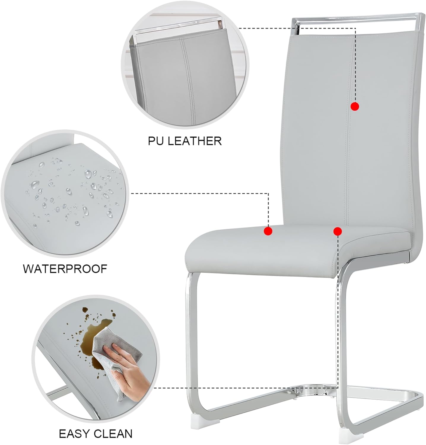 11 Piece Dining Table Set, 79" Marble Dining Table Set for 10, Marble Pattern MDF Dining Table Top and Base, 10 PU Leather Dining Chairs with Chrome Plated Metal Legs for Kitchen Dining Room. - Image 7