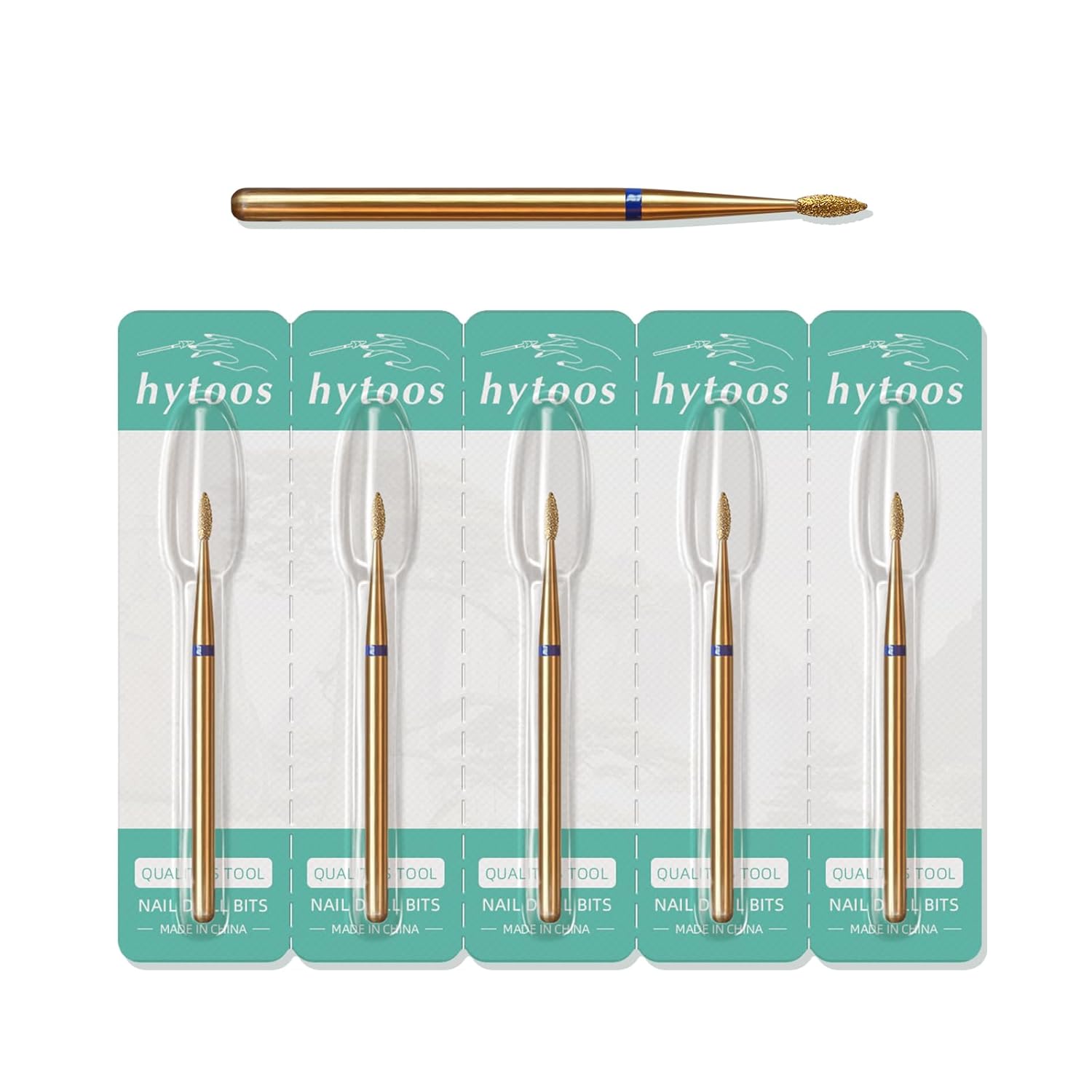 2mm Short Flame Cuticle Clean Nail Drill Bit, 5Pcs/Set Titanium Russian Diamond Nail Bits Professional Safety Under Nail Cleaner Burr for Cuticle Dead Skin, Electric Drill cessories, Medium