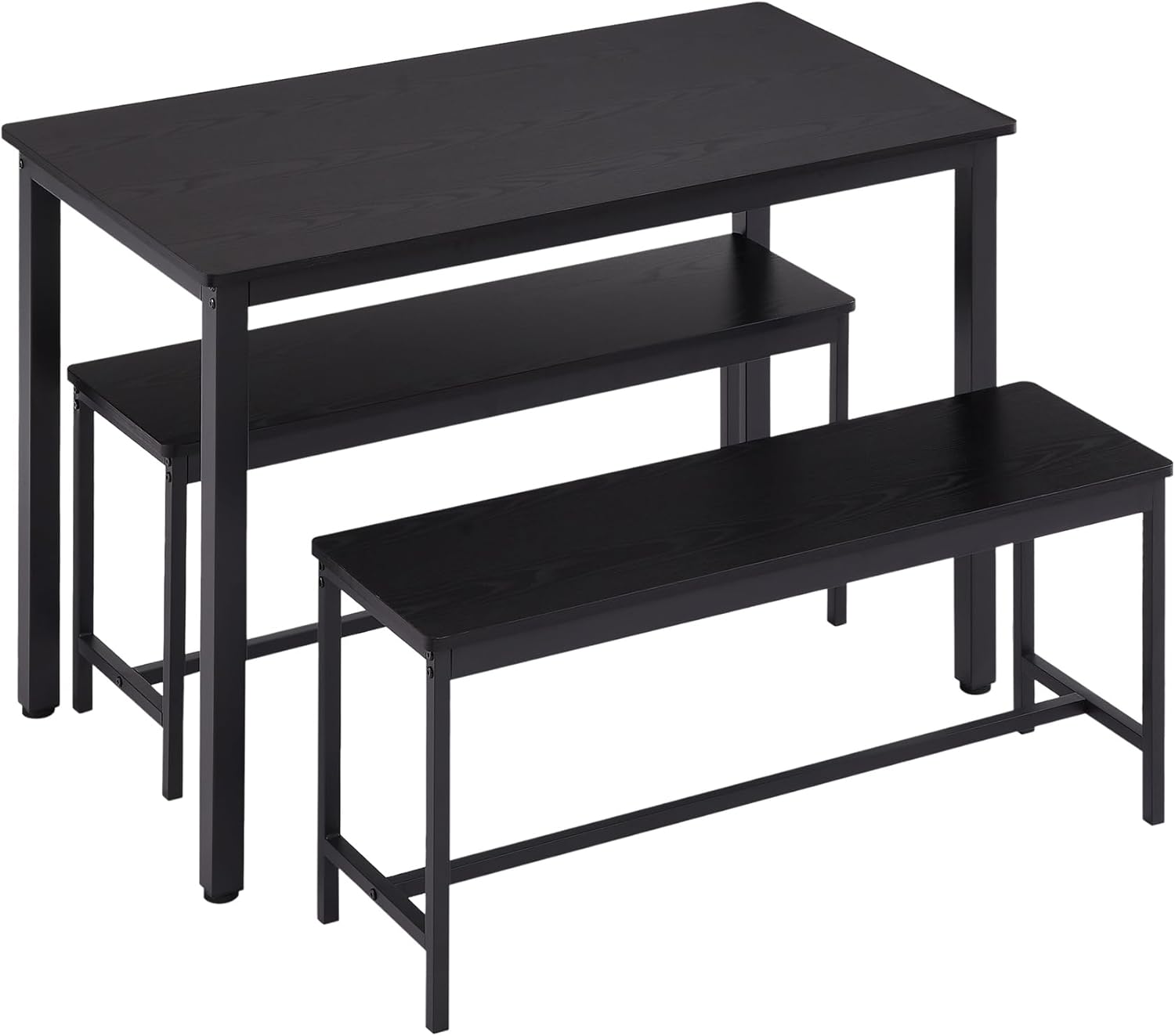 Dining Table Set for 4, Kitchen Dining Chairs Set with 2 Benches, 43.5 Inch Small Kitchen Dining Room Table and Chairs Set for 3-Piece Breakfast Nook and Small Space, Black - Image 7