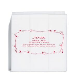 Shiseido Facial Cotton Pads – Includes 165 Squares – For Softener Application & Makeup Removal – 100% Natural, Super Soft