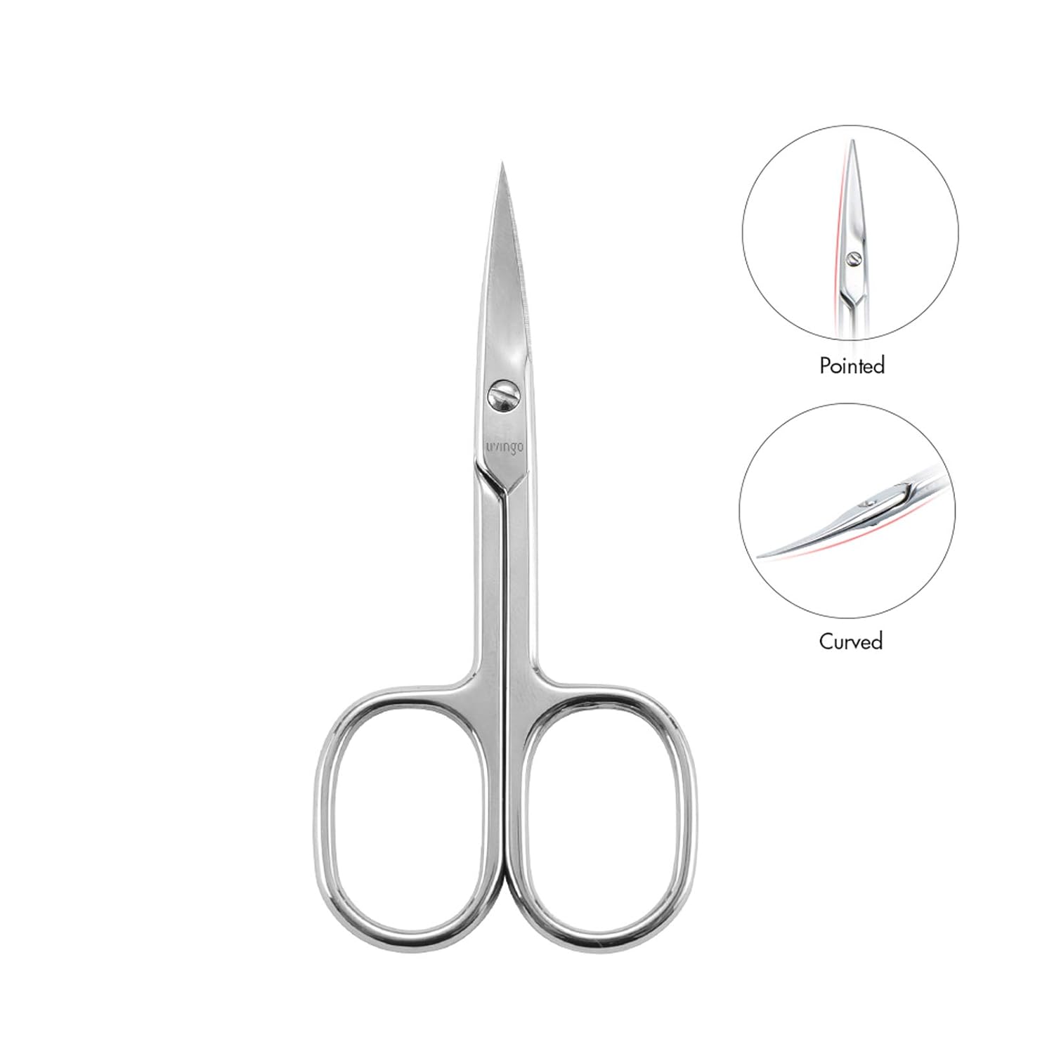 LIVINGO Premium Manicure Scissors Multi-purpose Stainless Steel Cuticle Pedicure Beauty Grooming Kit for Nail, Eyebrow, Eyelash, Dry Skin Curved Blade 3.5 inch - Image 3