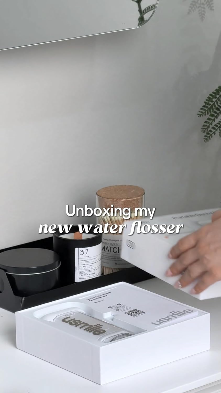usmile C10 Portable Water Flosser – Travel-Friendly, 95-Day Battery, 4 Modes, 360° Nozzle, 180ml Tank, IPX7 Waterproof, Dentist-Recommended for Braces, Implants & Sensitive Gums (White) - Image 8